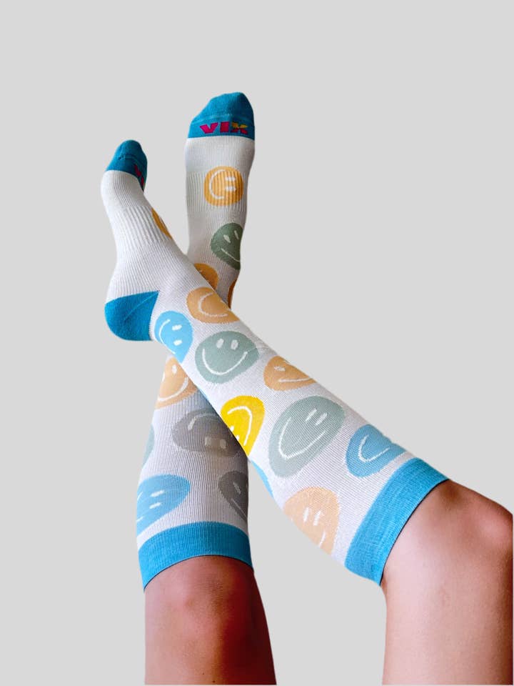 Color Smiley Compression Socks for wholesale by Vix Socks