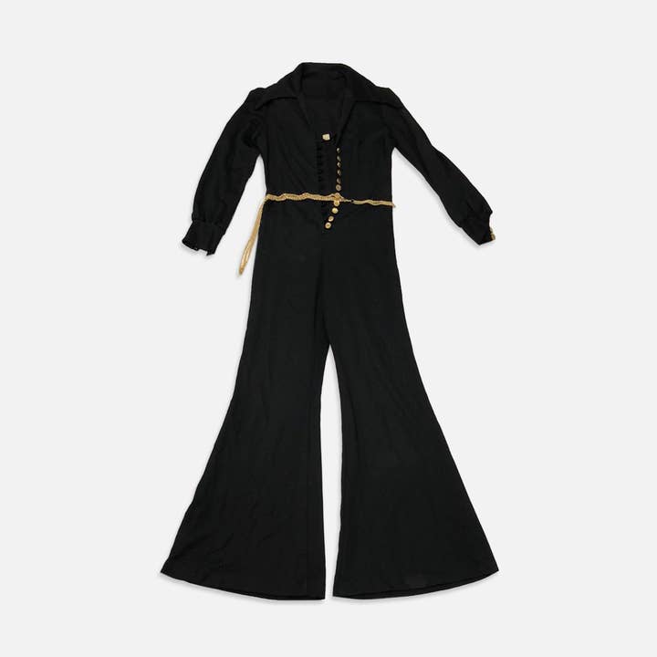 Vintage svart utsvängd jumpsuit med klockbotten för wholesale av The Era NYC