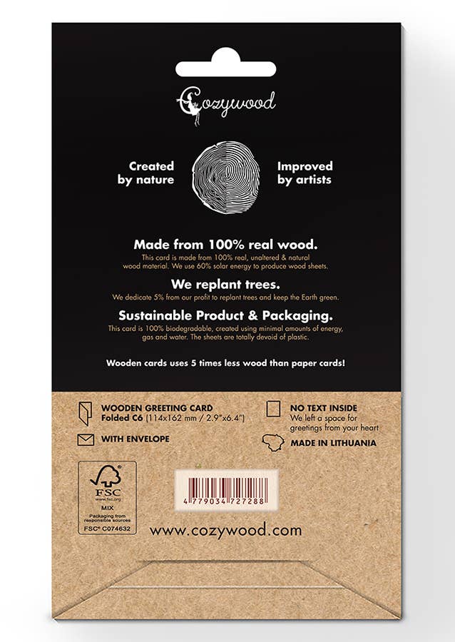 Cozywood – Engroshandel Bryllupskort – Nygifte på en båd Træ lykønskningskort2