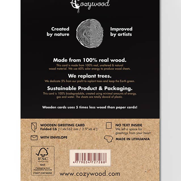 Cozywood – Engroshandel Bryllupskort – Nygifte på en båd Træ lykønskningskort2