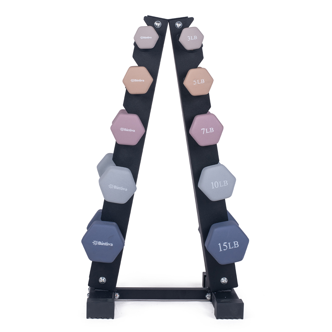 Bintiva – Equipamento de fitness por atacado – Halteres em forma de hexágono em neoprene - Earth Tones22