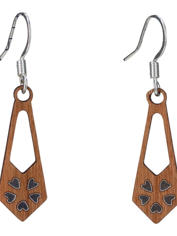 Angle Drop Twig Earring with Silver Foil Accent for wholesale by Woodcutts Inc.