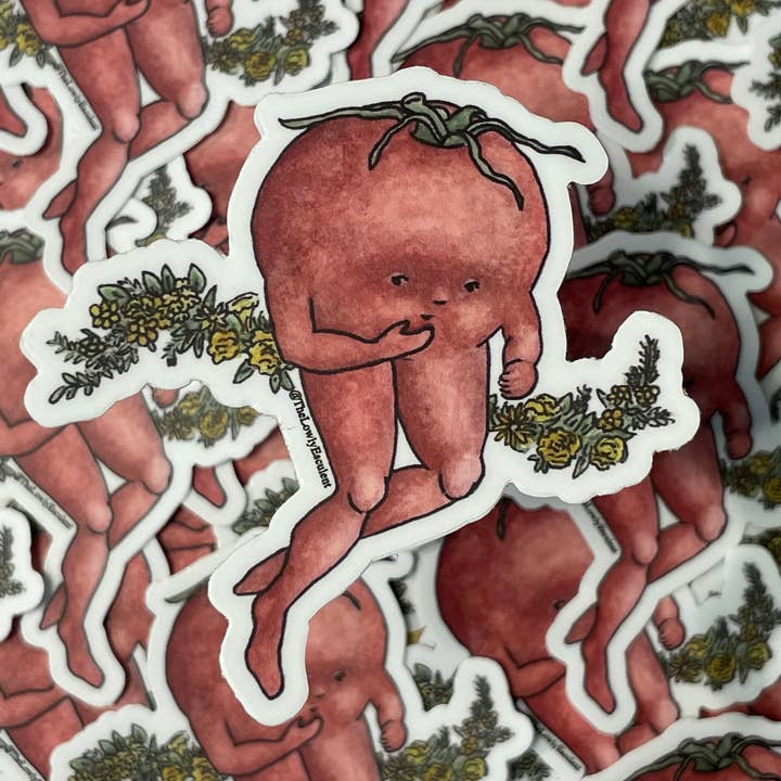 Adhesivo de vinilo Tomato Cherub, diseño de Jersey Fresh para venta al por mayor de The Lowly Esculent