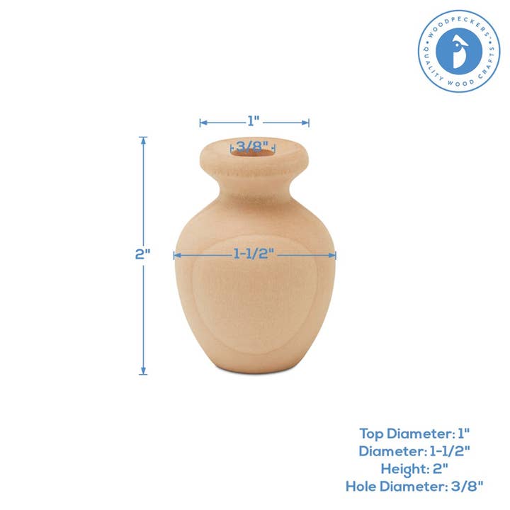 Woodpeckers Crafts - Wholesale Craft Supplies - Small Wooden Bouquet Vase, 2"4
