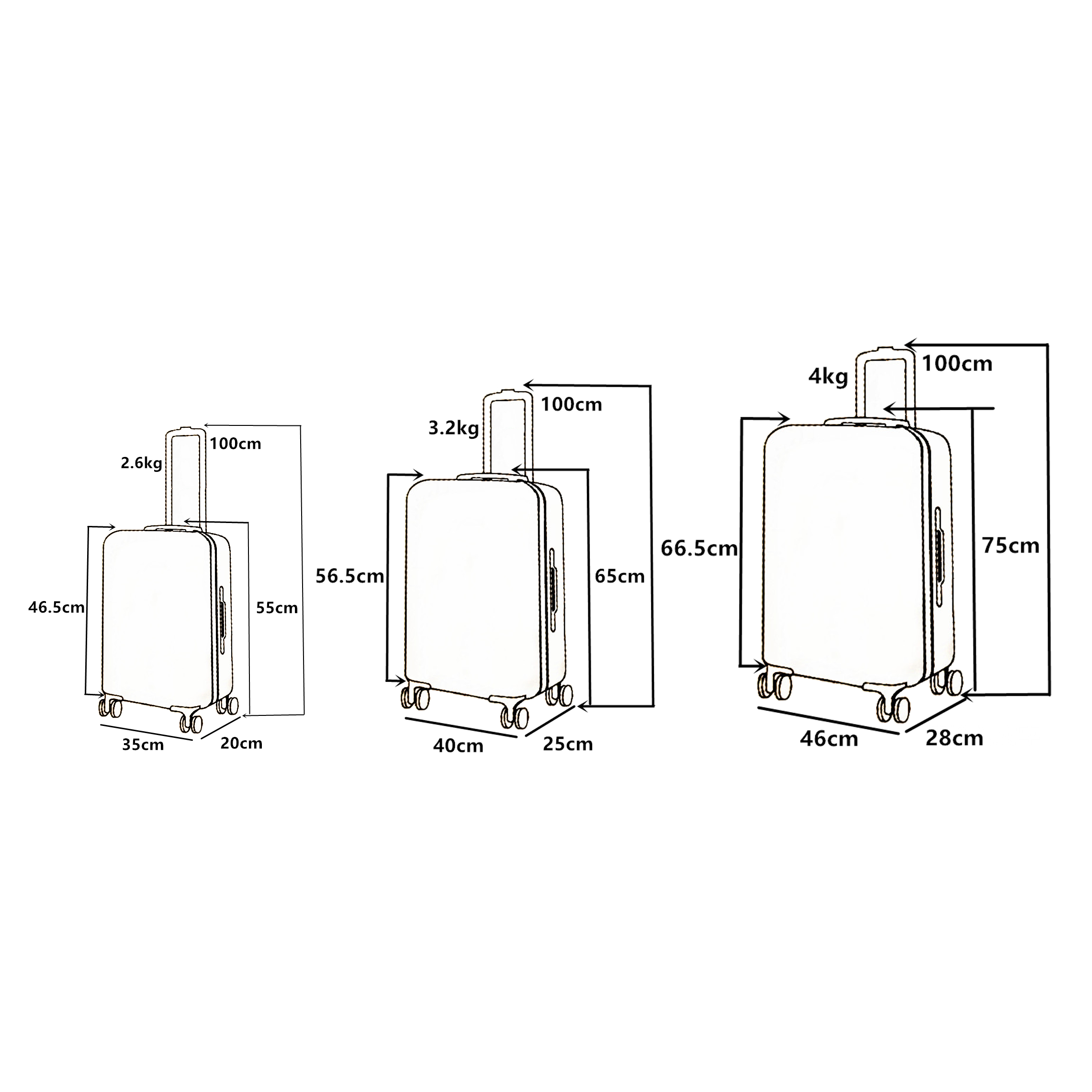 Super Bazaar - Wholesale Luggage - 3-piece luggage set 4 double wheels trolley - TSA lock15