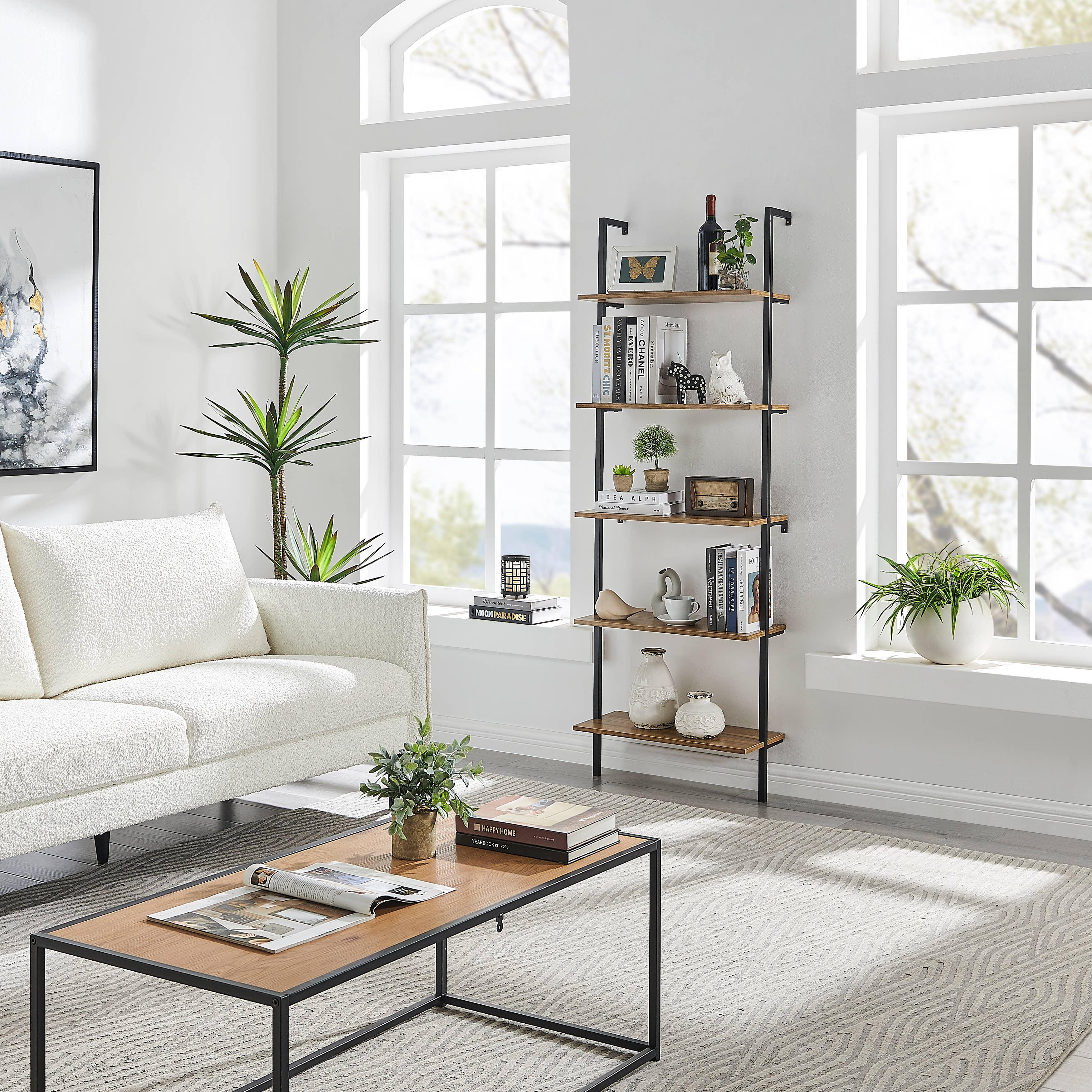 Danya B - Vendita all'ingrosso Mensole da parete - Danya B Everett Scaffale a Parete Moderno a Scala Aperta a 5 Ripiani44