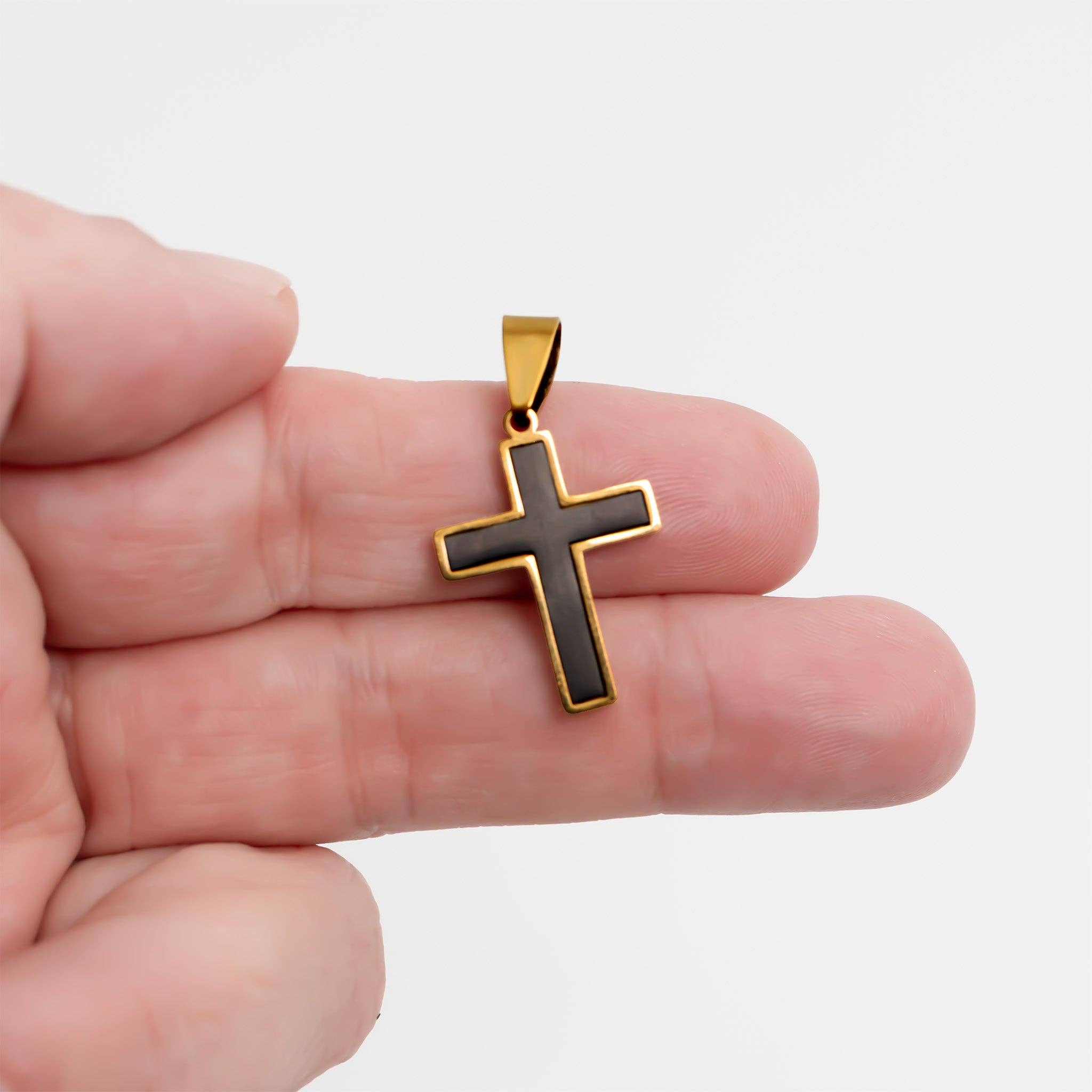 WJW – wholesale Pendant/charm necklace – Matte Black Stainless Steel Men's Cross Pendant3