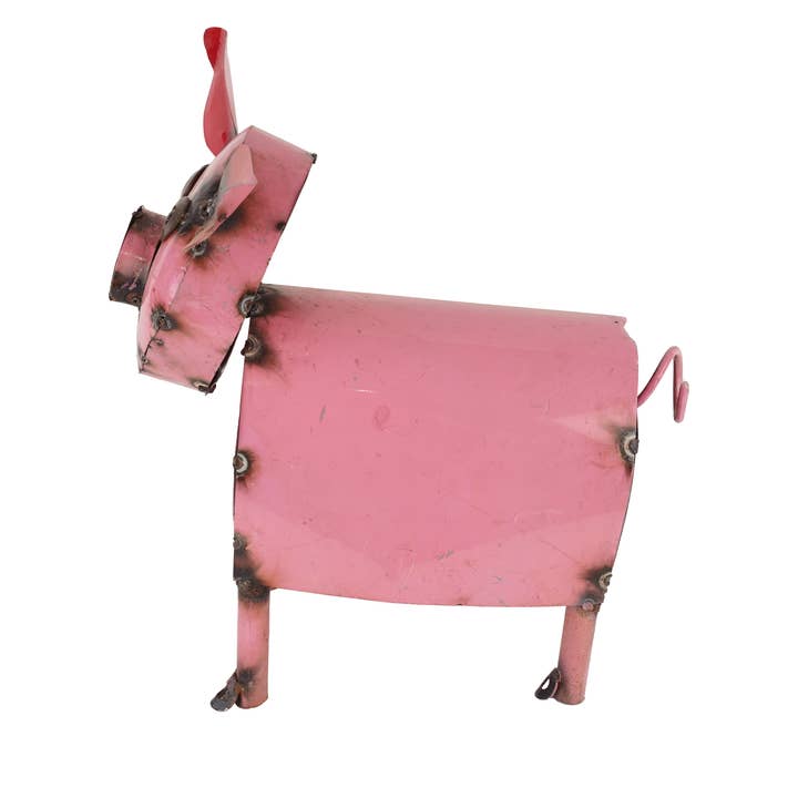 My Amigos Imports – Großhandel Gartendeko/-schmuck – Rosie das rosa Schwein, Gartenkunst aus Metall, 9x13x15H4