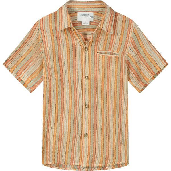 Shirt in Woodstock orange stripe for wholesale by Poppet & Fox