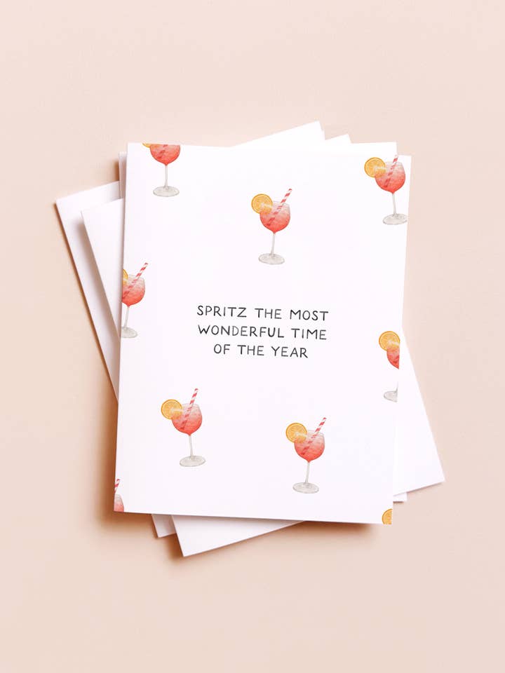 Most Wonderful Spritz — Cocktail Pun Christmas Card for wholesale by Amy Zhang