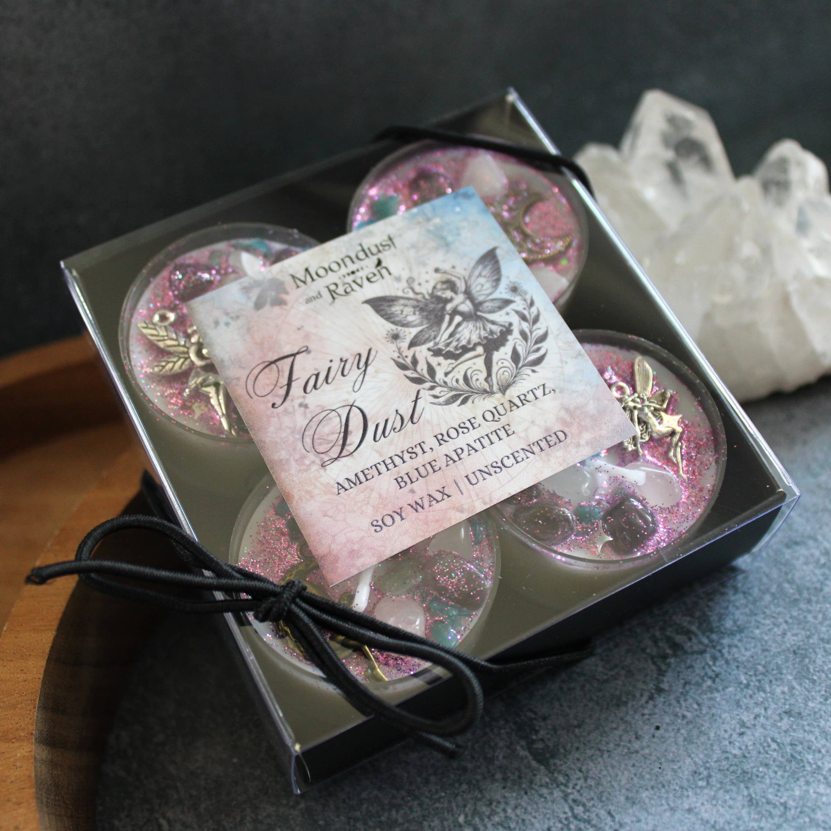 Moondust and Raven - Wholesale Tea Light Candles - Fairy Dust Tealight Crystal Candles, Ritual Candles2