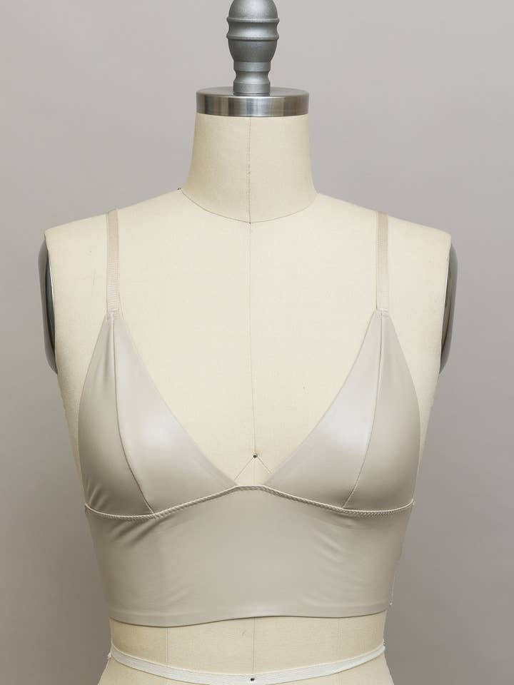 Leto Accessories - Wholesale Bralette - Women's - Faux Leather Longline Bralette - Edgy Shine2