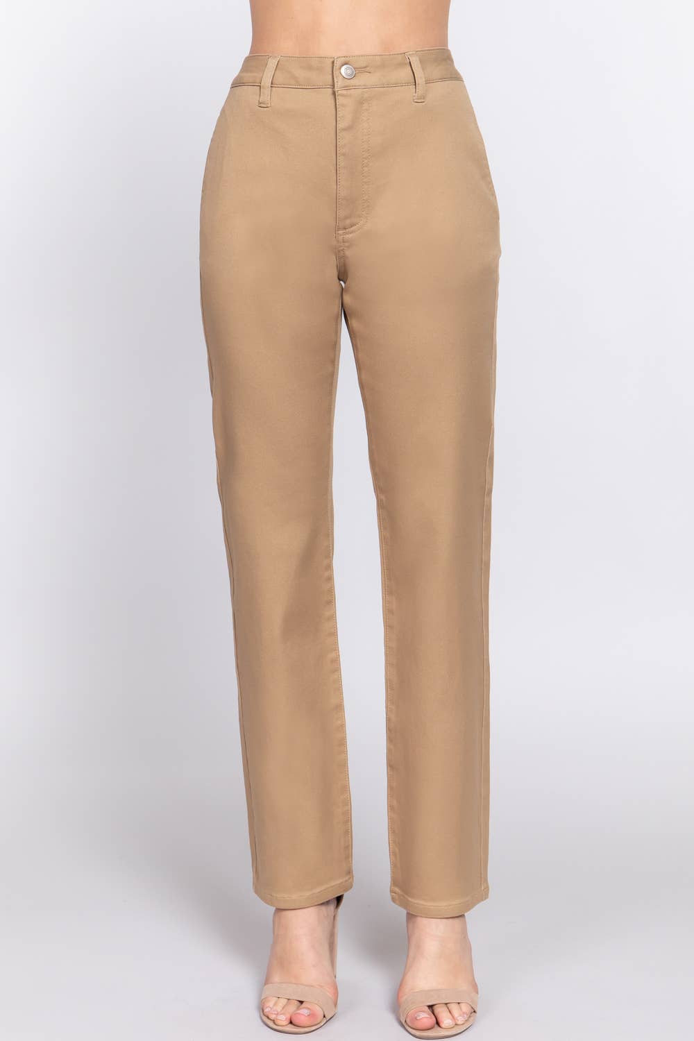 Active Basic | Active USA - Vendita all'ingrosso Pantalone - Donna - Pantaloni lunghi dritti in twill elasticizzato4