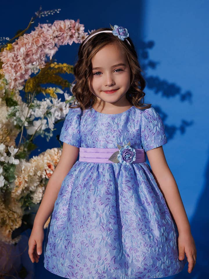 Vestido de bebé lila con accesorio para el cabello 6-24 meses 35345pr para venta al por mayor de Pamina Kids