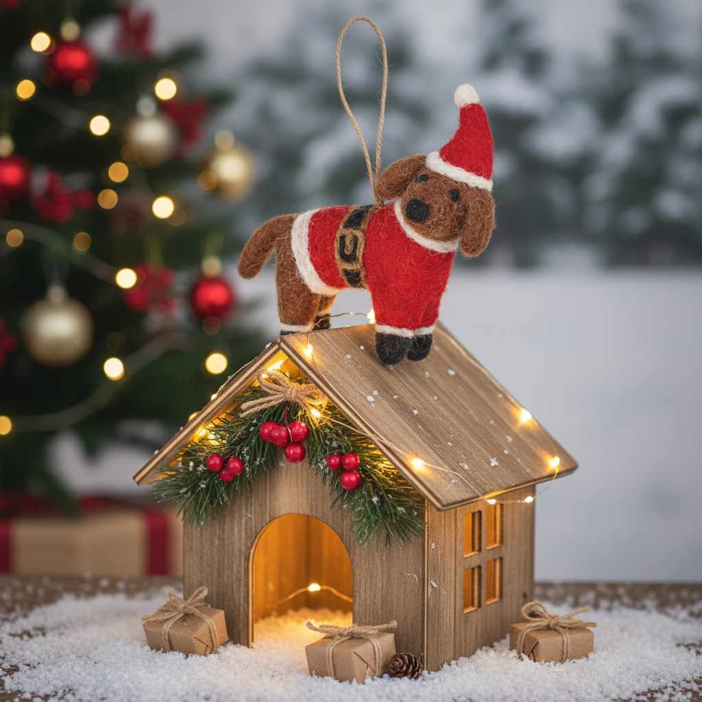 Felt So Good - Wholesale Ornament - Handmade Felt Biodegradable Buddy Festive Dog Decoration3