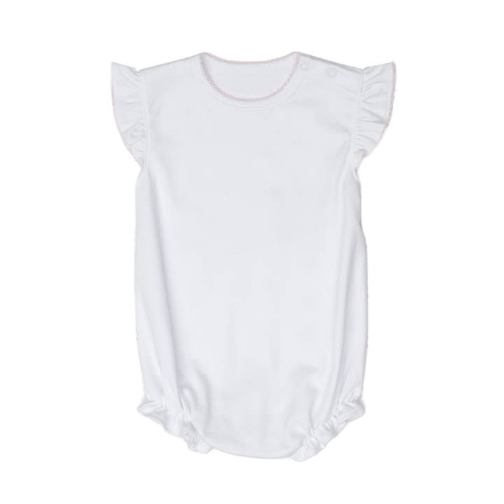 The Oaks Apparel Company - Wholesale Bodysuit (Non-Footed) - Baby - White W/ Pink Moonstitch Pima Bubble0