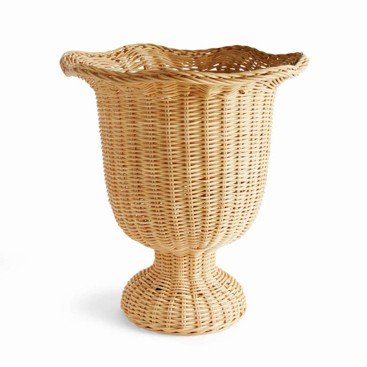 Myra Rattan Scalloped Edge Footed Urn - Natural Rattan Decor and other Purchase Wholesale wicker urn and pedestal. Free Returns & Net 60 Terms on Faire trending on Faire.