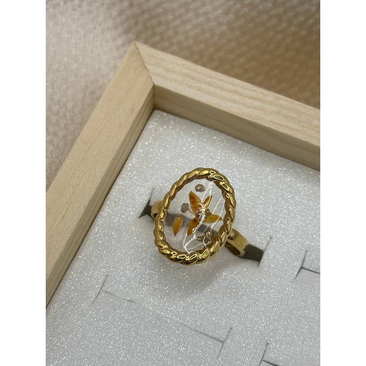 YOLA - Wholesale Cocktail/Statement Ring - Real Flowers Edelstahl Ring6