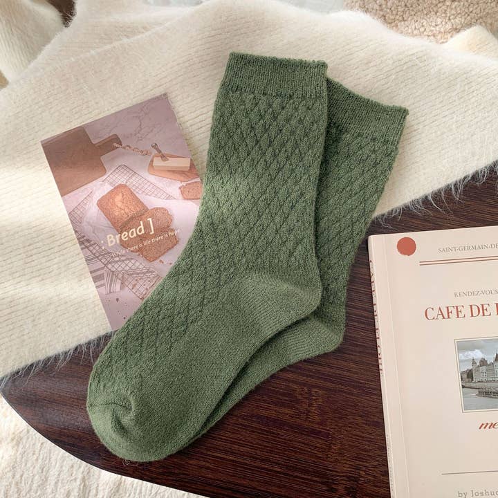 ACCITY - Wholesale Socks - Women's - Plaid Plush Socks Women Winter Thick Warm Cozy_CWMS028684