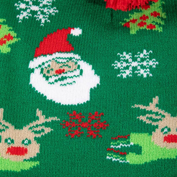 MULTI Feliz Navidad Christmas Theme Pom Pom Beanie for wholesale on Faire1