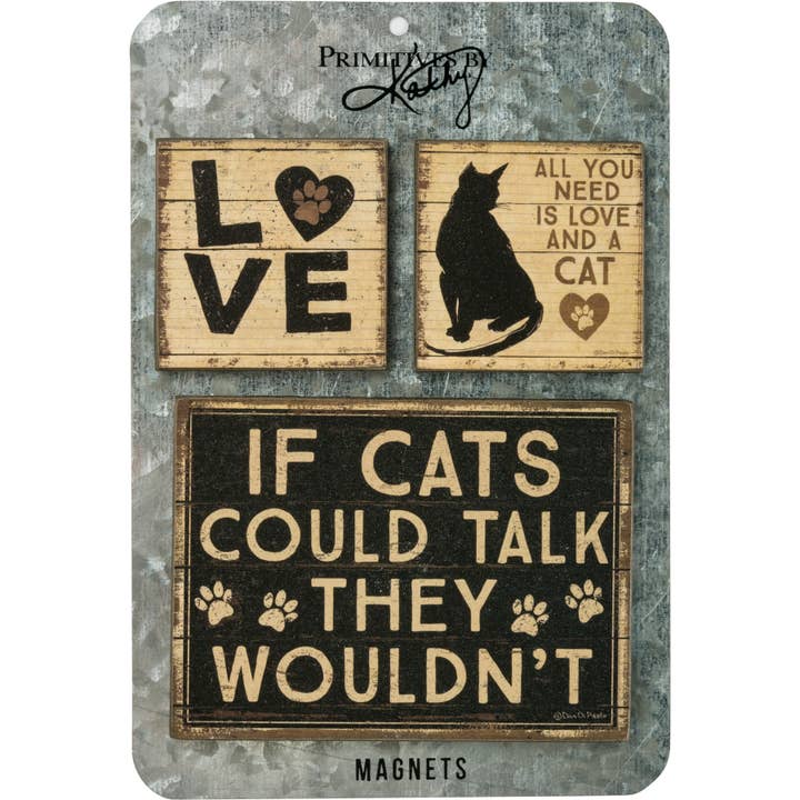 All You Need Is Love And A Cat Magnet Set for wholesale by Primitives by Kathy