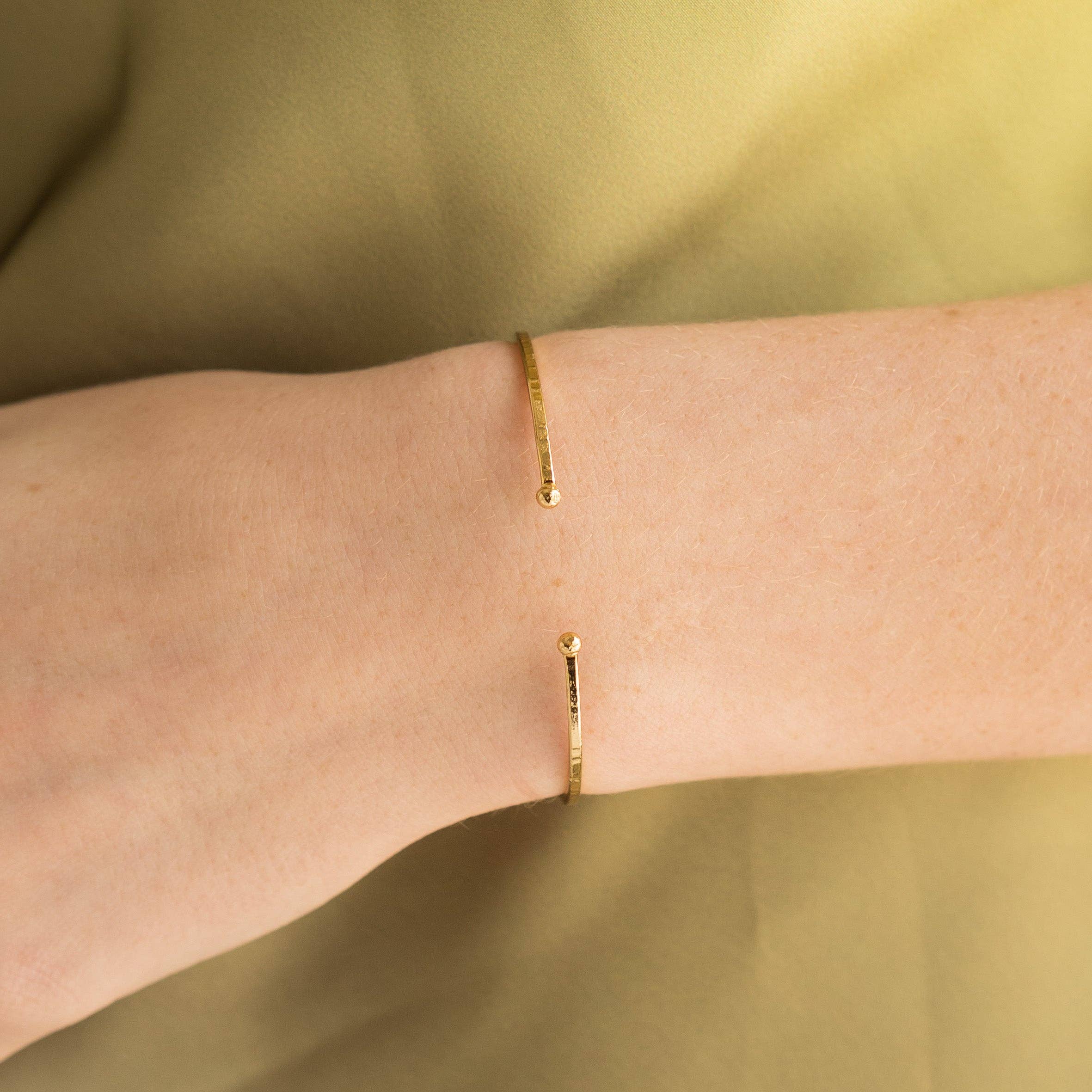 Brenda Grands Jewelry - Wholesale Bangle Bracelet - 24K Gold Adjustable Thin Hammered Bangle1