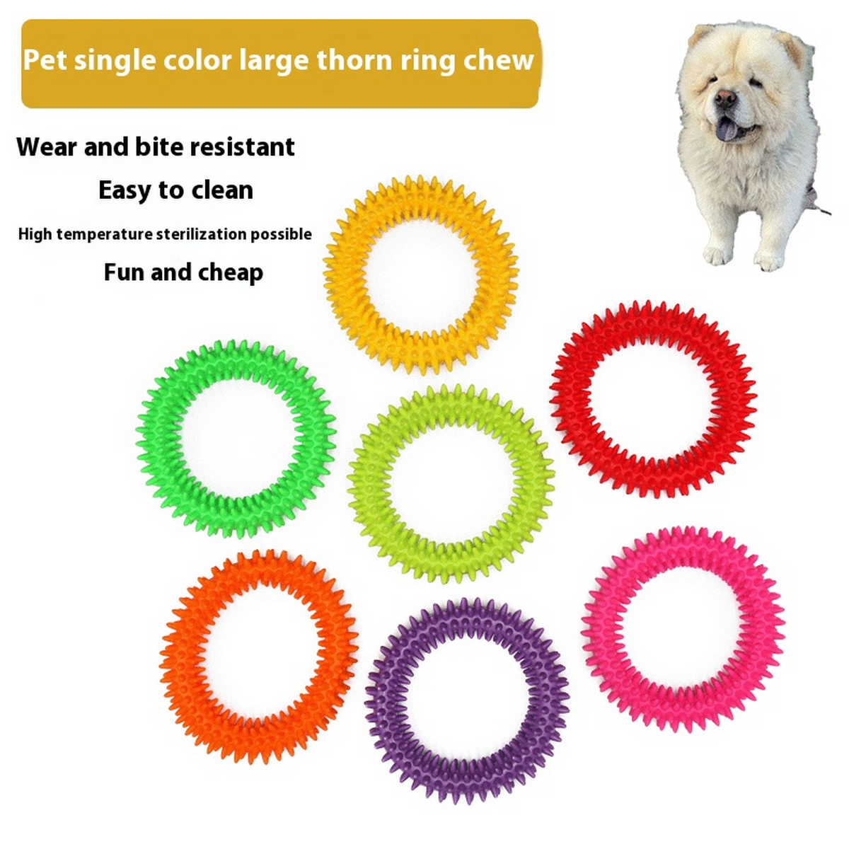 PAWPAWwholesale - Wholesale Pet Chew Toy - Dog - Durable TPR Spiked Ring - Dog Chew Toy_CWMM71912