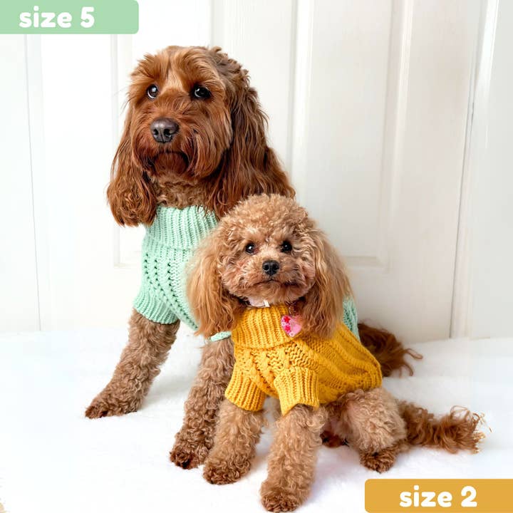 Dog Cable Knit Jumper - Mustard for wholesale on Faire2