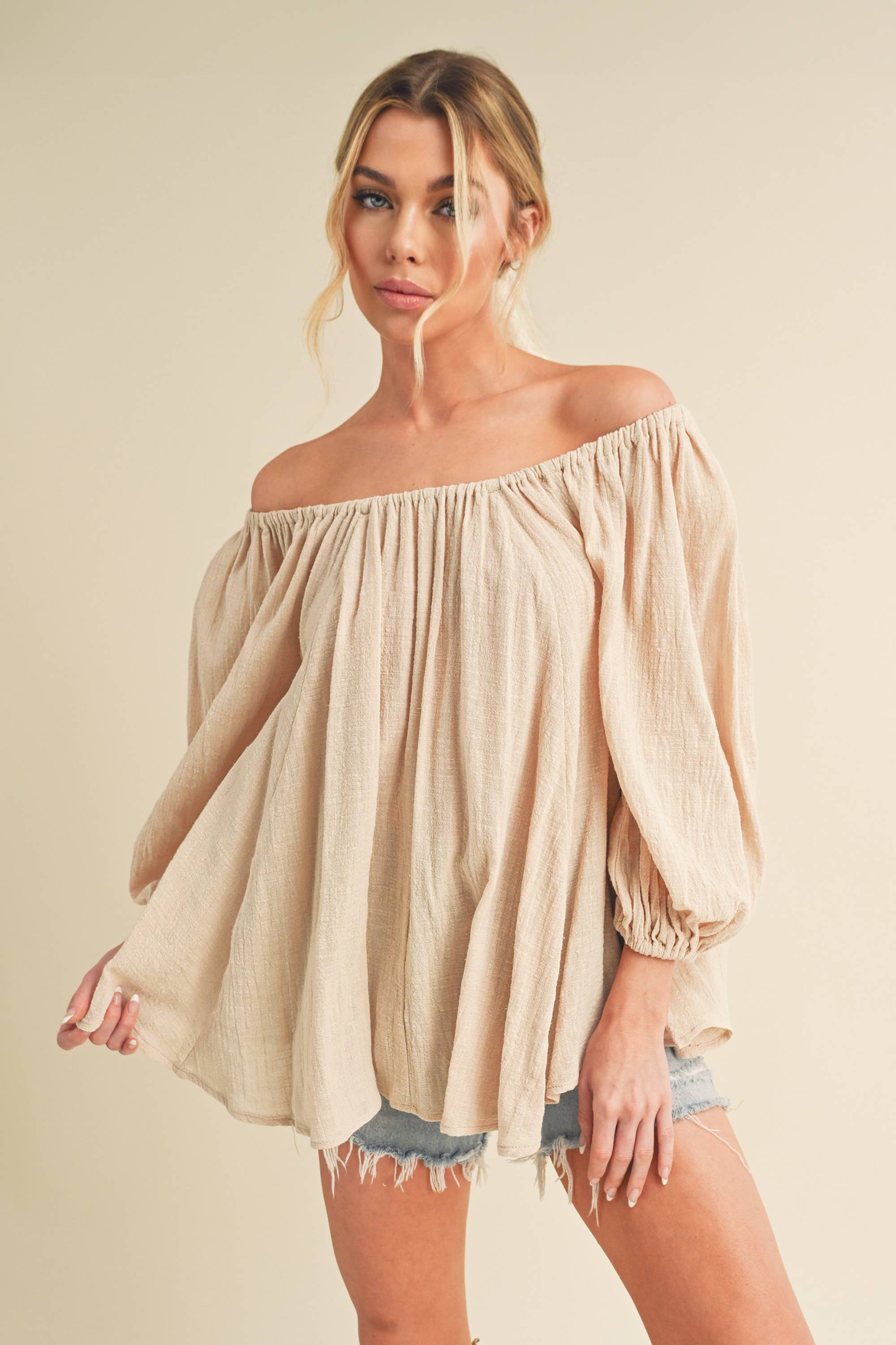 AEMI + CO - Wholesale Dress - Women's - 495DN Nately Off Shoulder Tunic Dress 65