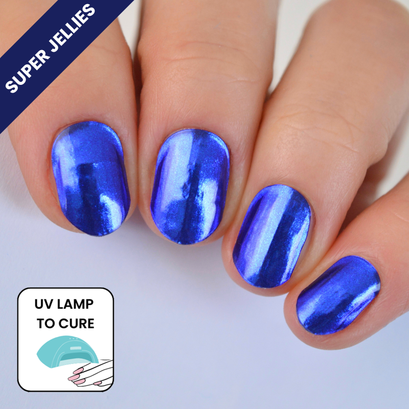 bleu Enveloppements à ongles en gel semi-durci Super Jellies DIY Metals (Blue) en vente sur Faire0