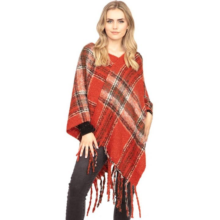 PLAID PONCHO for wholesale by Girly
