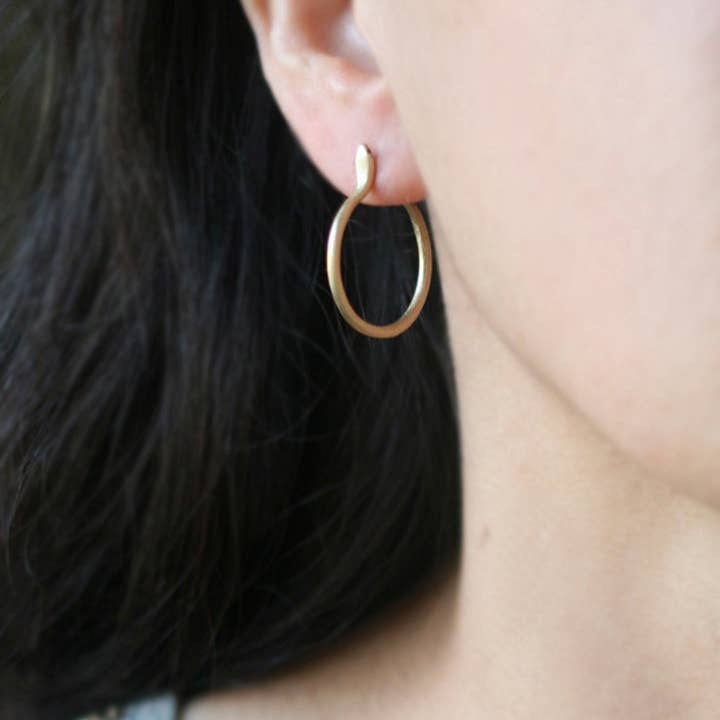Michelle Chang - Wholesale Hoop Earrings - Snake Hoop Earrings in Brass or Silver with Gemstones1