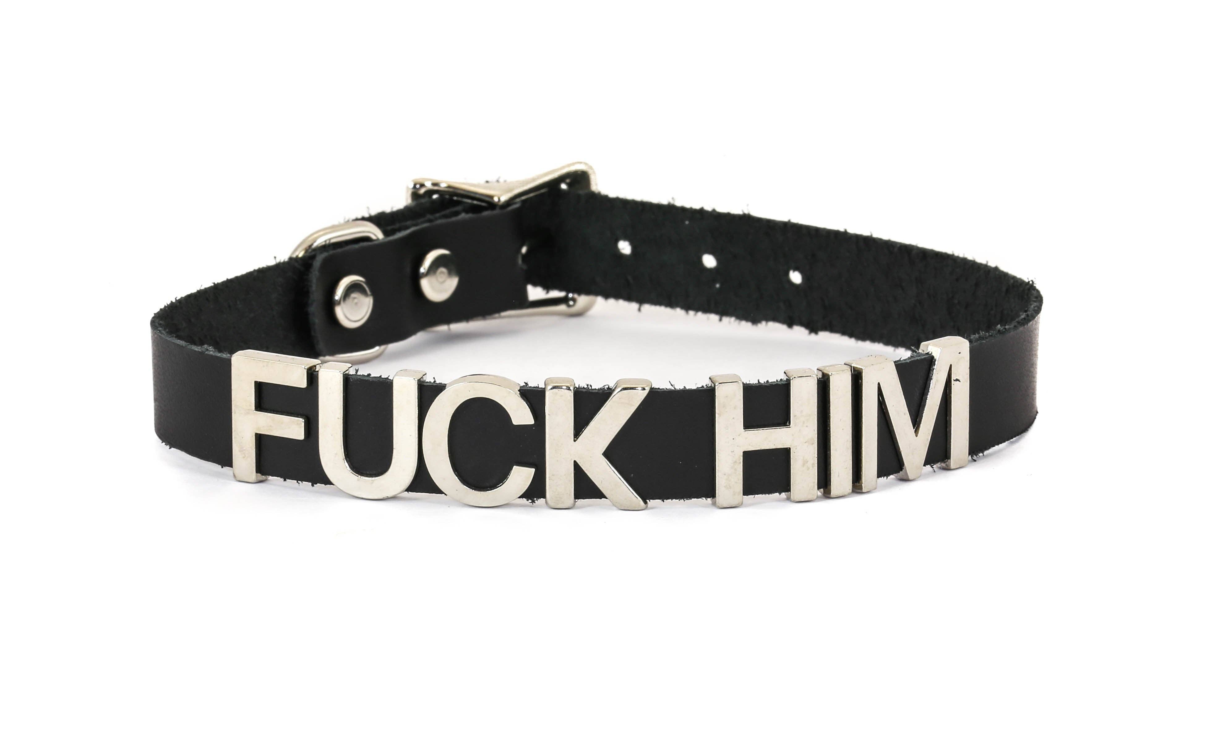 Funk Plus - Wholesale Choker/Collar - FC291 GENUINE LEATHER STAINLESS STEEL LETTER NAME FETISH  CHOKER6