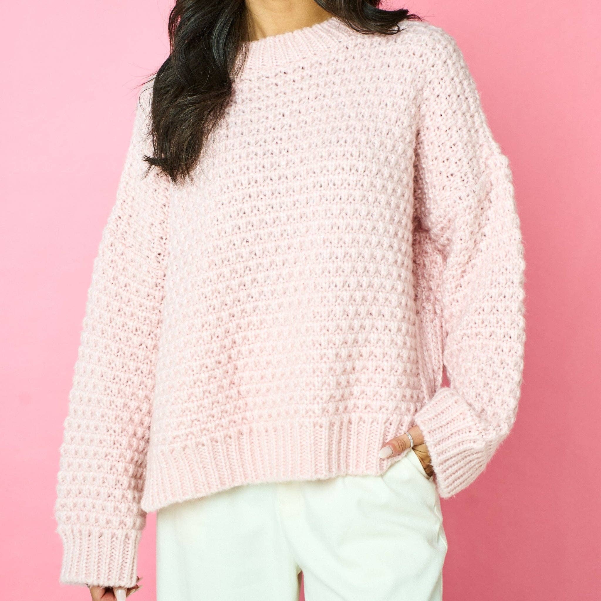 Cara & The Sky - Wholesale Knit Sweater - Women's - Darwin Oversized Chunky Knit Jumper Pink3
