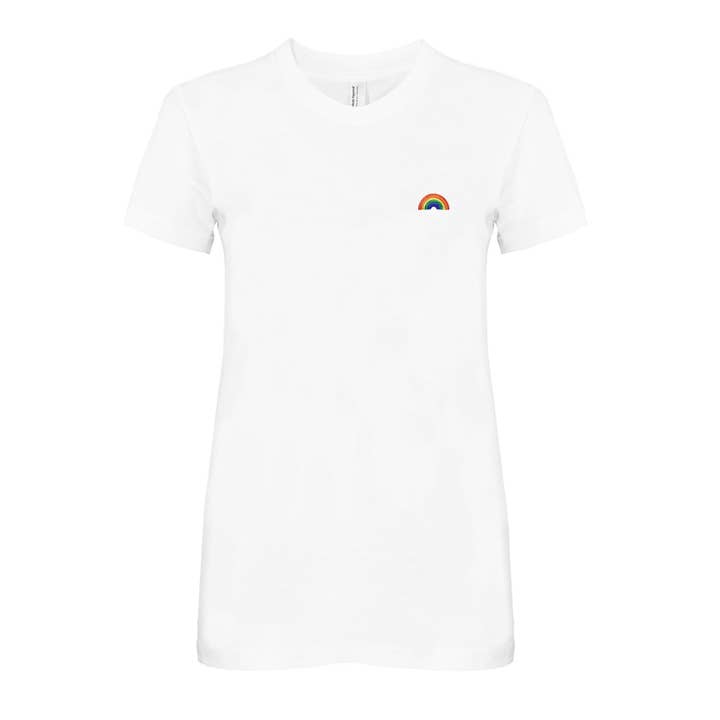 Dalix – wholesale T-shirt (utan tryck) – Dam – Dam Regnbåge Broderad T-Shirt Mjuk Bomull Kort