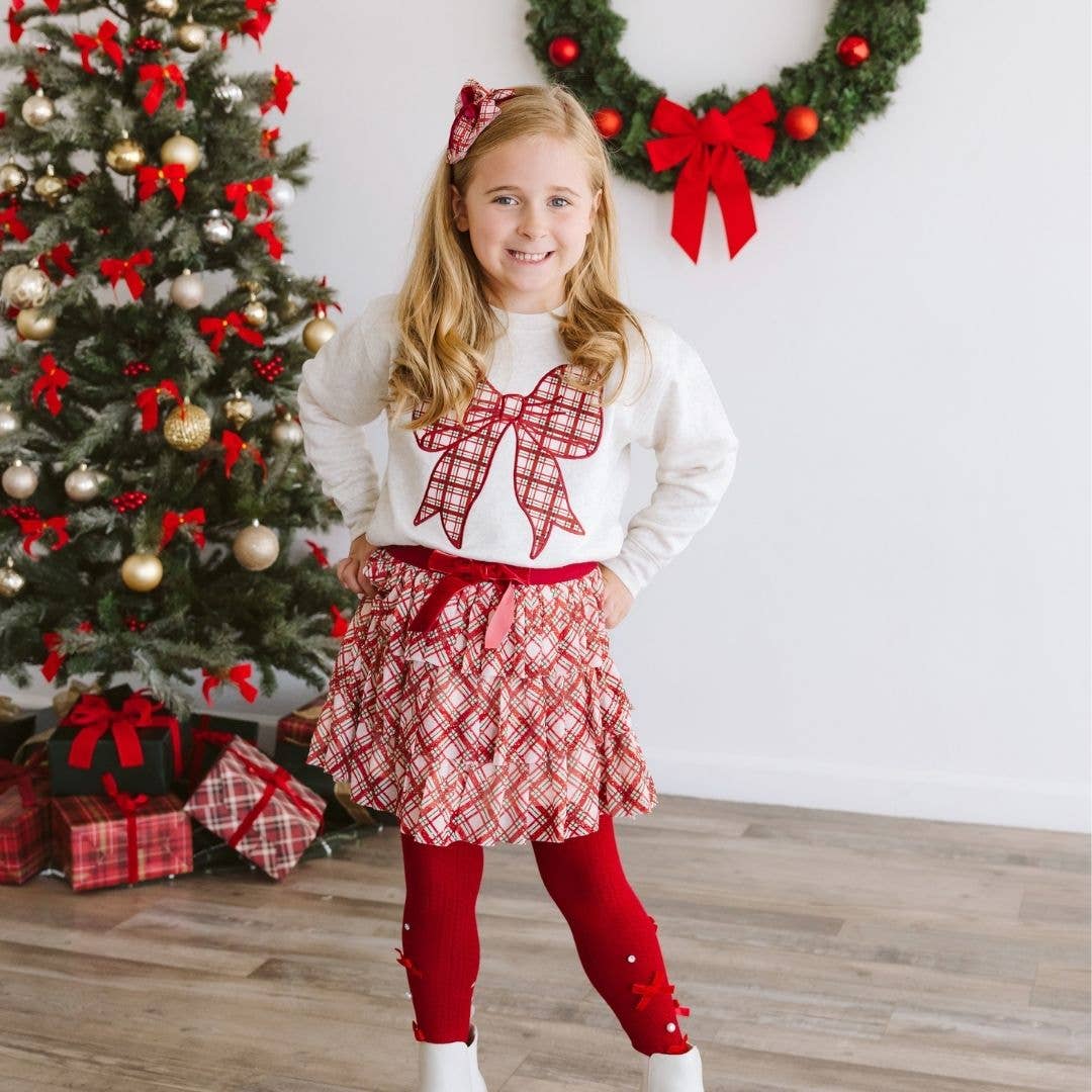 Sweet Wink - Wholesale Tutu - Kids - Christmas Plaid Bow Tiered Tutu - Kids Boutique Clothing5