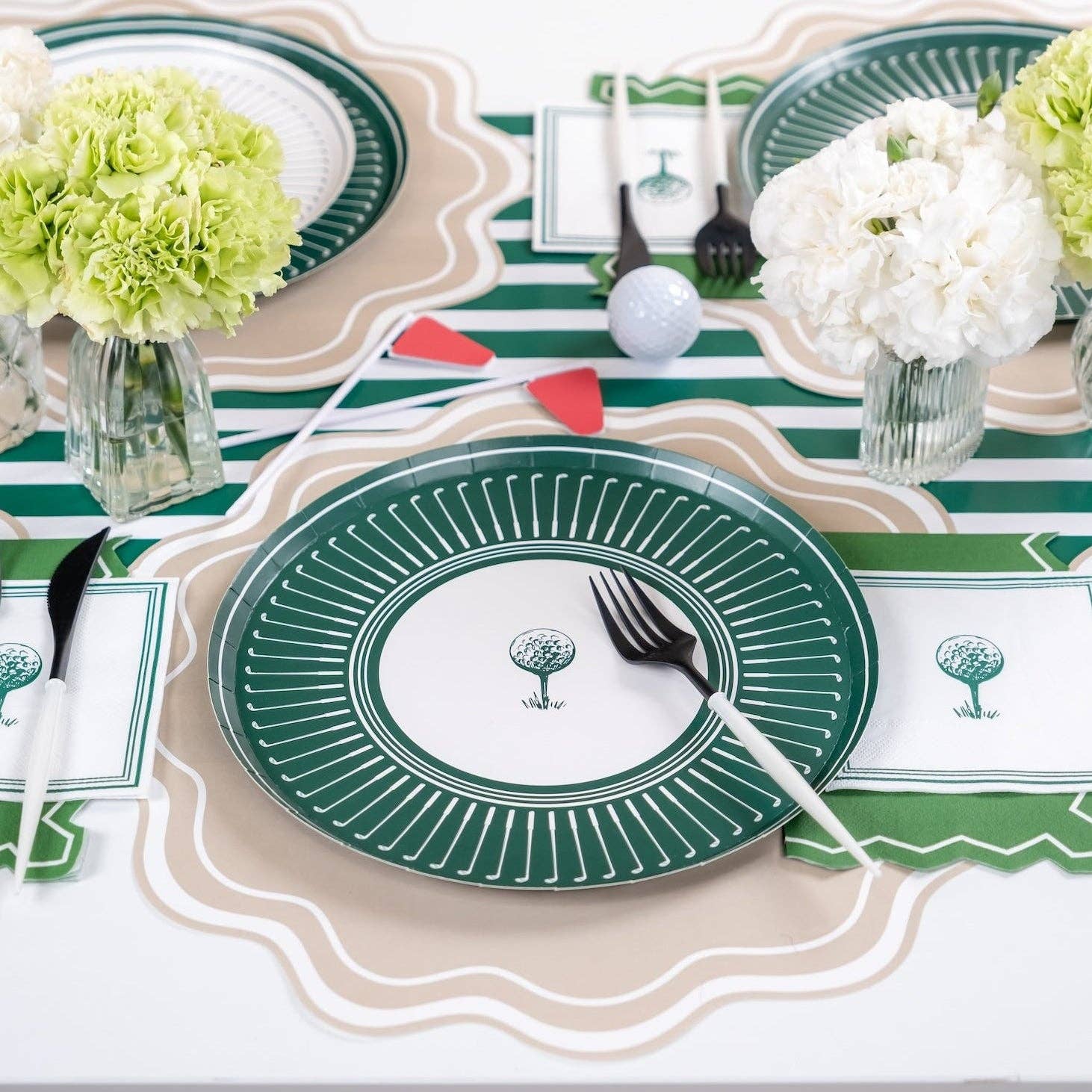 Gatherings by Curated Paperie - Wholesale Disposable Table Cover/Runner - Dark Green Striped Table Runners2