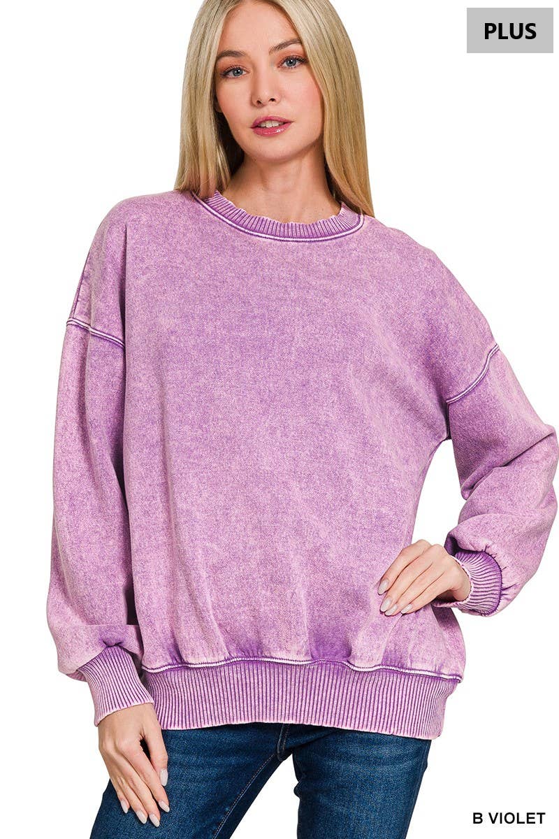 42POPS - Wholesale Sweatshirt - Women's - `.Acid Wash Fleece Oversized Pullover63