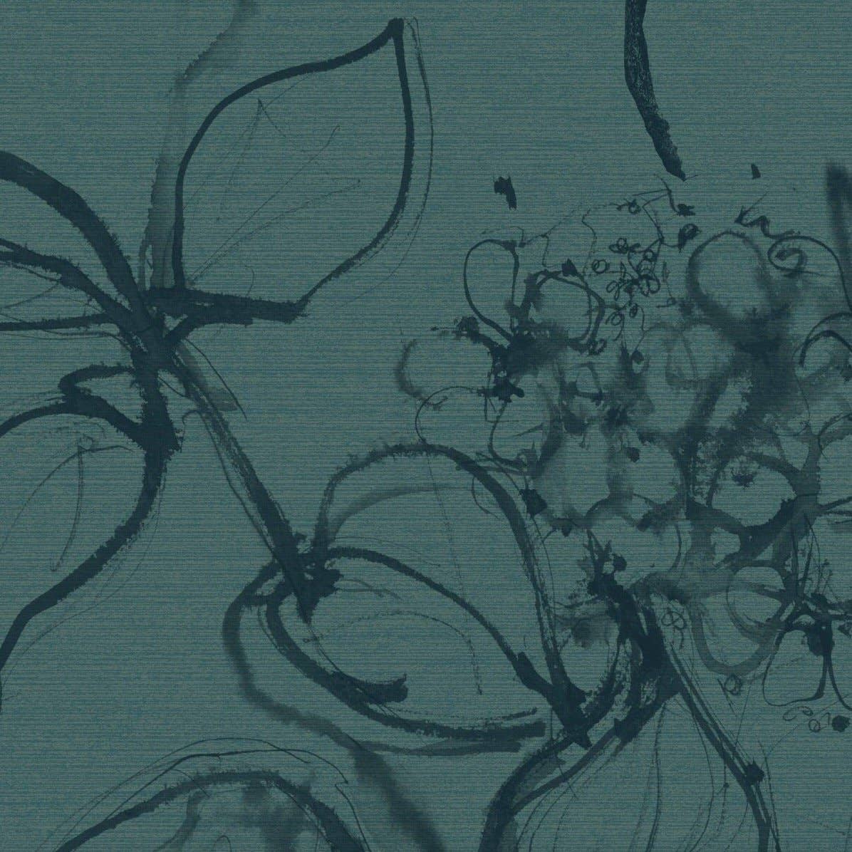 Sharon Jane Studio – wholesale Wallpaper – Aquatint floral Wallpaper - Peacock1