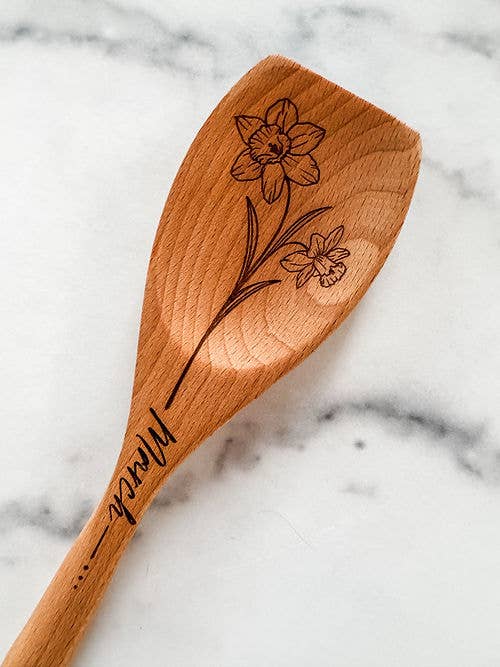 Wood & Ash - Wholesale Kitchen Spoon - Birth Flower Wooden Cooking Spoons2