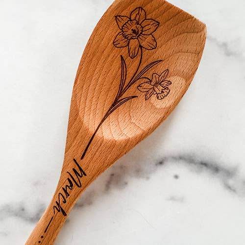 Wood & Ash - Wholesale Kitchen Spoon - Birth Flower Wooden Cooking Spoons2