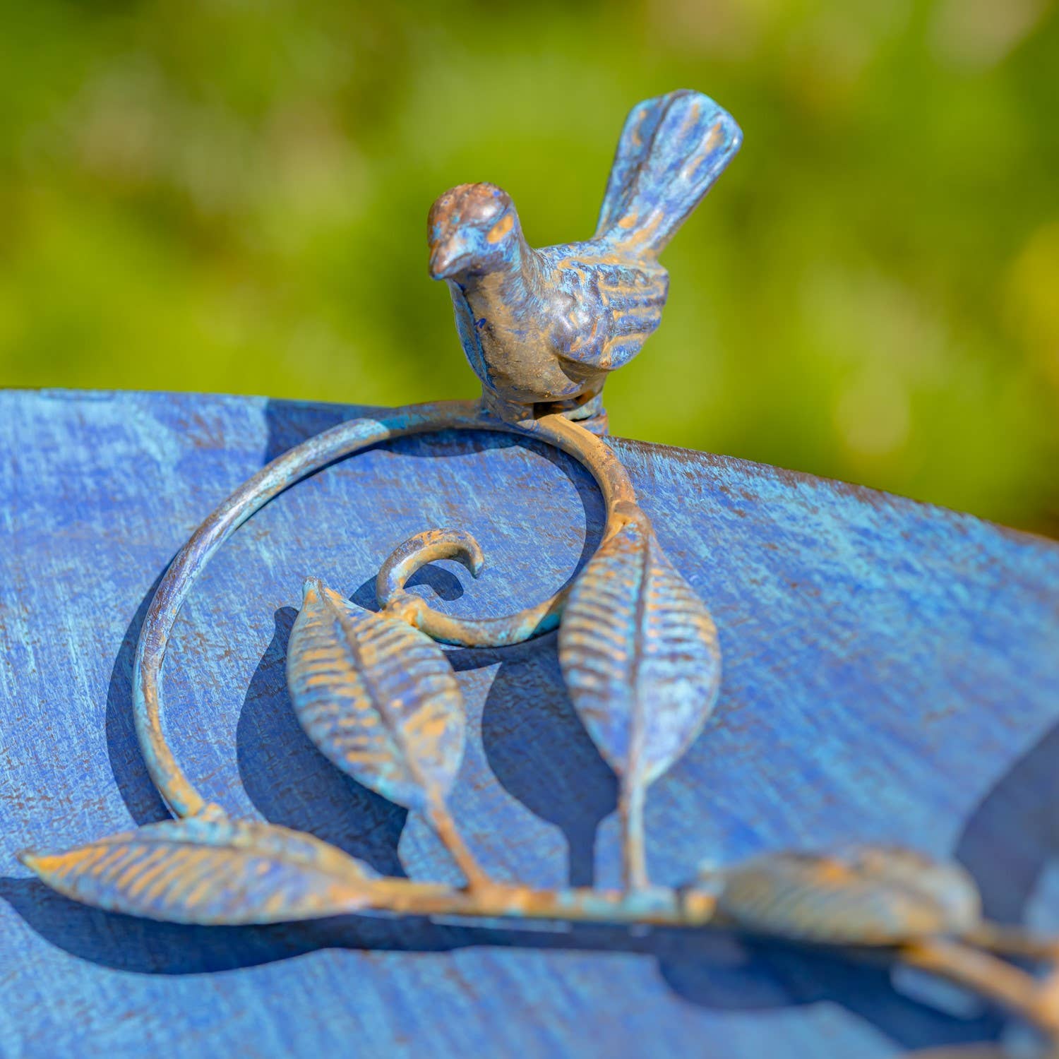 Zaer Ltd. International - Wholesale Bird Bath - “Rome 1945” 23" Tall Iron Birdbath with Porcelain Accent4