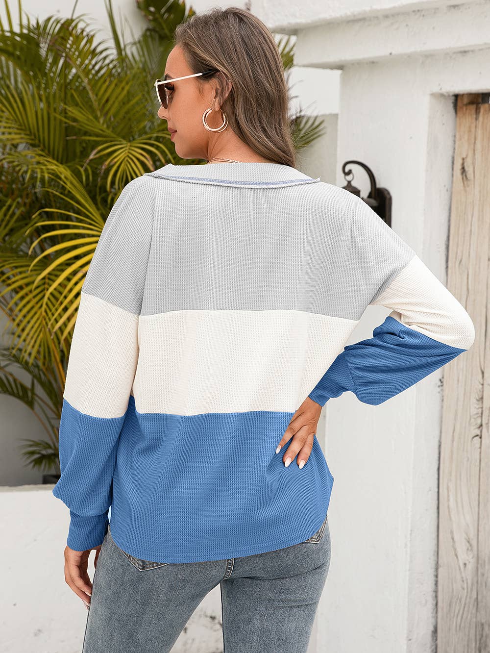 ePretty - Venta al por mayor Jersey corto de punto - Mujer - EP-TP1719 Top de punto de waffle de bloque de color1