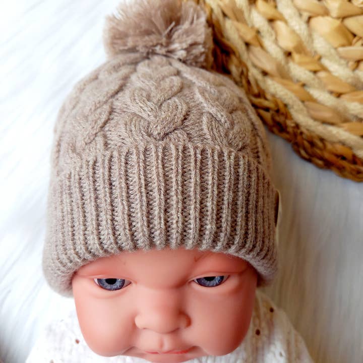 Happy by Lies - Wholesale Newborn/Knit Hat - Baby - Merino baby mutsje bruin1