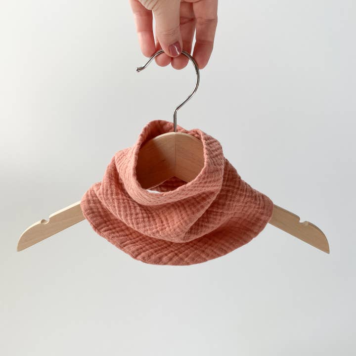 DUSTY BLUSH Lightweight Cotton Gauze Baby Scarf Bib for wholesale by Charley Charles