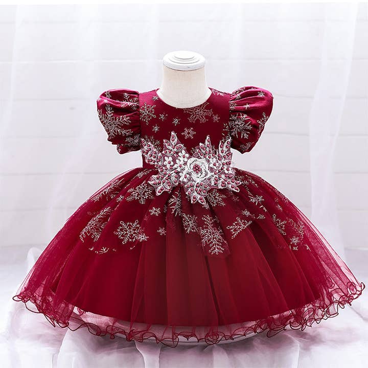 Mesh Kerst Vouwen Rozet Korte Mouw Mid-lange Jurken voor wholesale door THE INTSUP USA