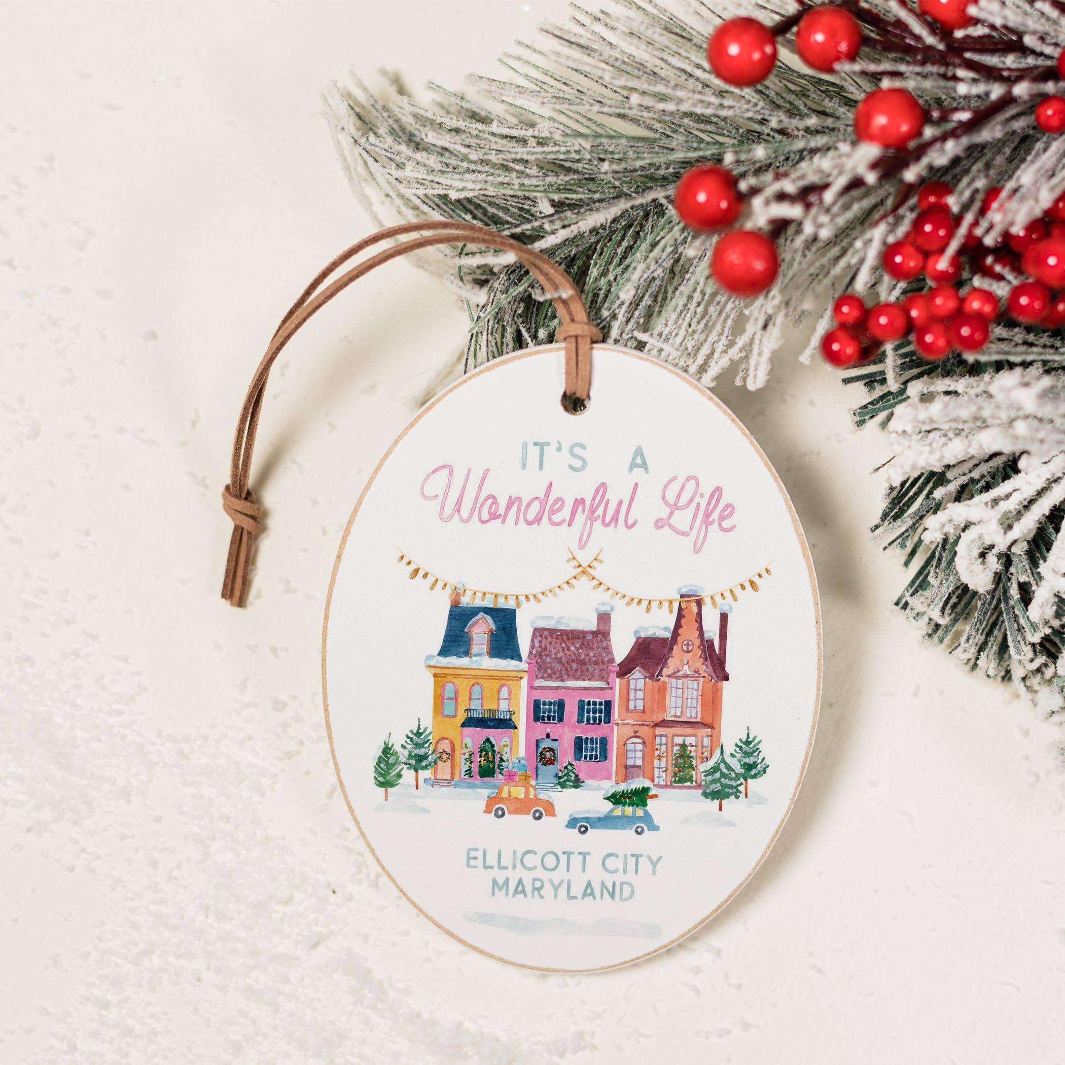 White Oval Ornament-It's A Wonderful Life Ellicott City Maryland for wholesale on Faire1