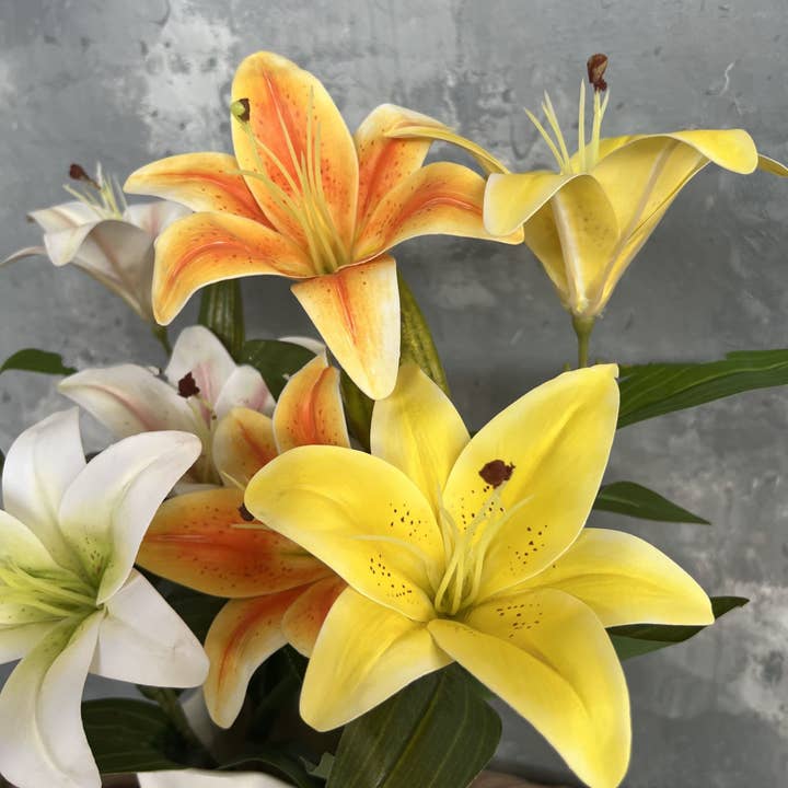 Sweet Home Deco - Wholesale Artificial Flowers - 23''T Faux Nature Touch Lily Flower Stem, Autumn Lilies