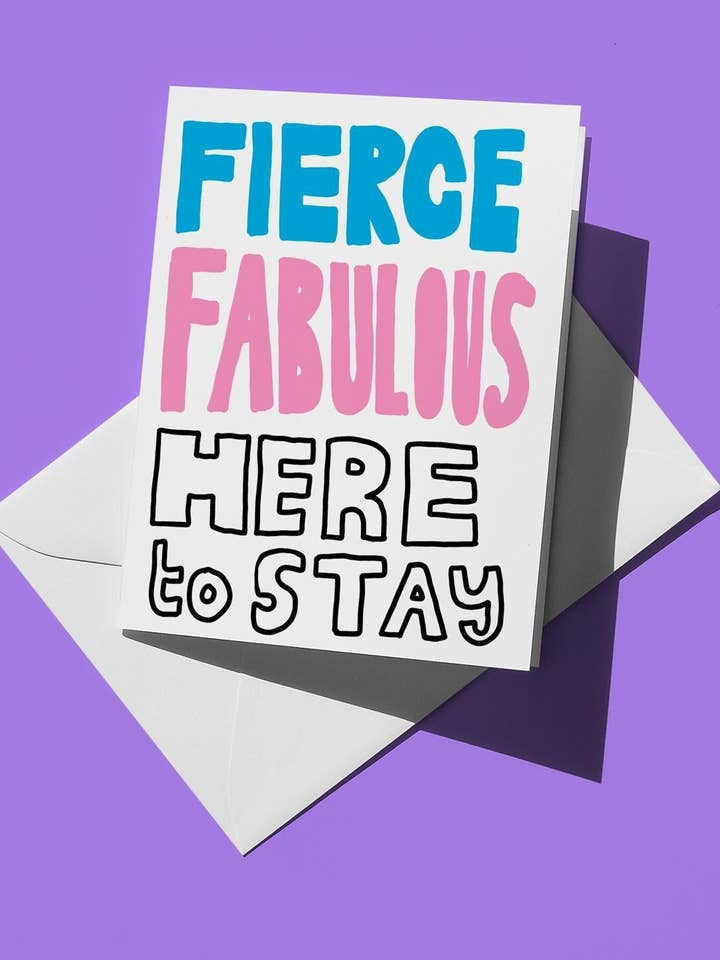 Trans Pride LGBTQ Greeting Card - Simple and Colorful Art Print, Cute Just Because Gift for Friends & Family, Pride Month Celebration for wholesale by semiserious studio