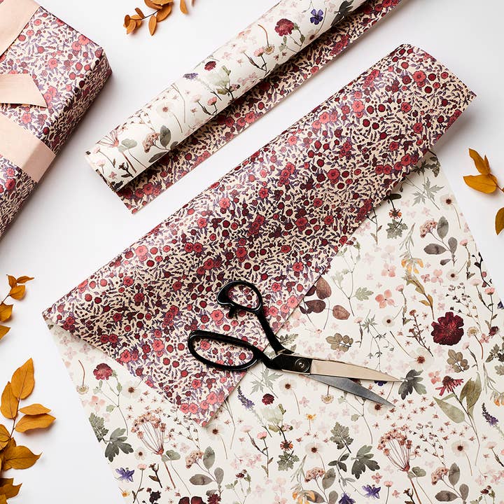 Katie Leamon - Wholesale Flat Wrap - L&L Pressed Floral & Wild Rose Double Sided Wrapping Paper1
